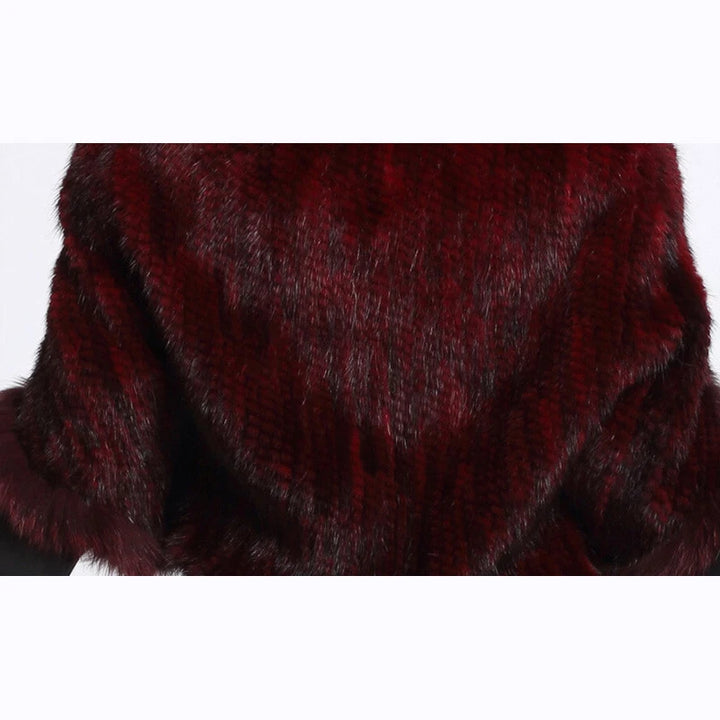 Women's Winter Mink Fur Shawl with Fox Fur Collar