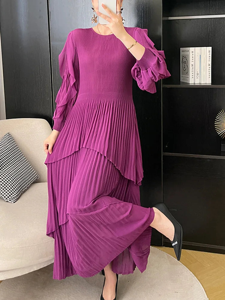 Stylish Layered Pleated Dress for Women - 2024 Spring Collection