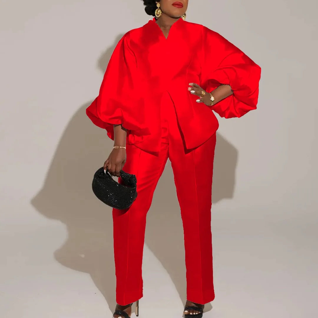 Women's Formal Business Pants Set - Blouse & Trousers Outfit