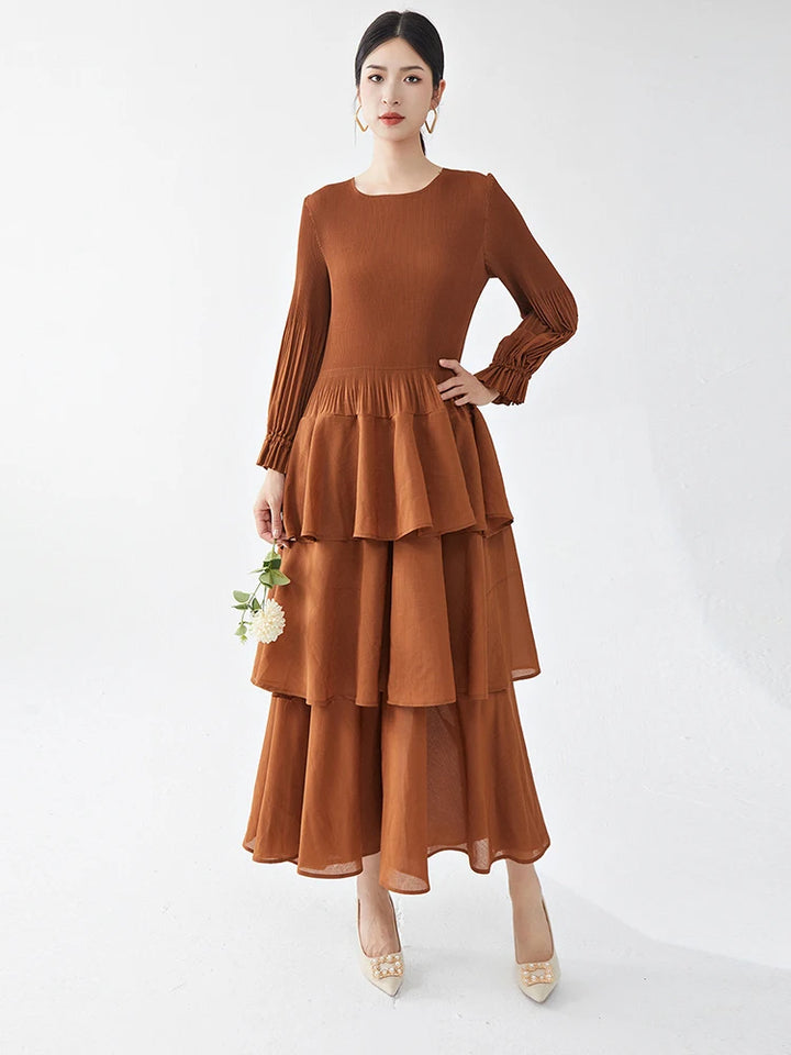 LANMREM Fashion Pleated Cake Dress