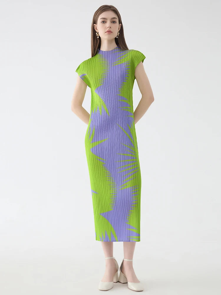 Get Ready for 2024 in Style with Our Elegant Miyake High Collar Dress - Limited Stock!