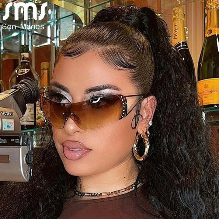 2022 Luxury Oversized Sunglasses for Women - Retro Wrap Around Shades with UV400 Protection