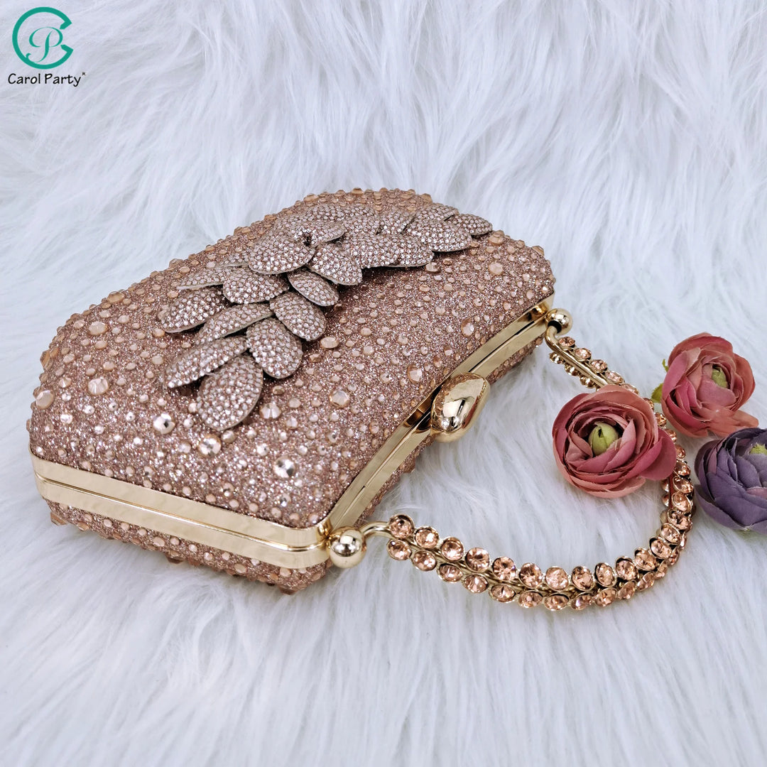 Peach High Heels & Bag Set with Rhinestone Embellishments - Perfect for Party Outfits!