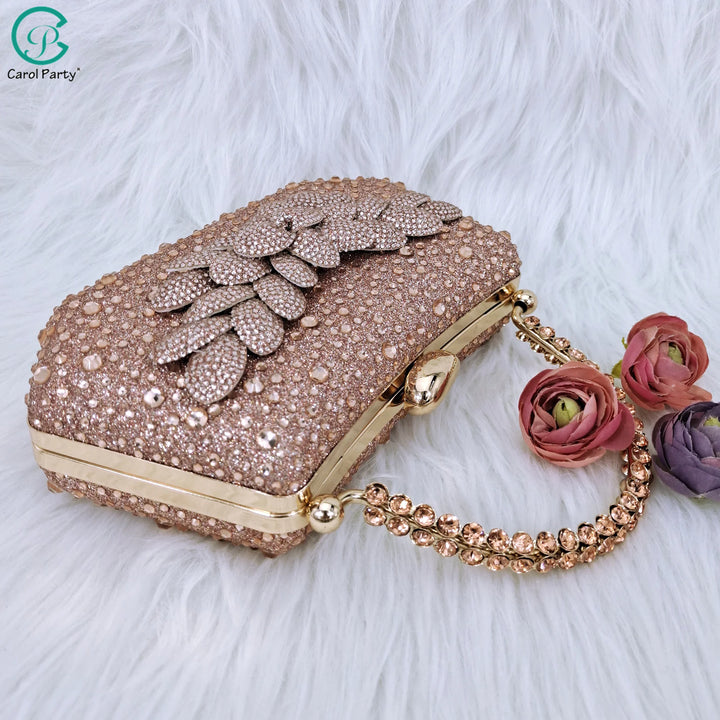 Peach High Heels & Bag Set with Rhinestone Embellishments - Perfect for Party Outfits!