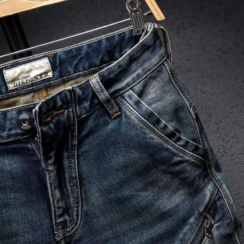 Stylish Men's Cargo Vintage Denim Trousers