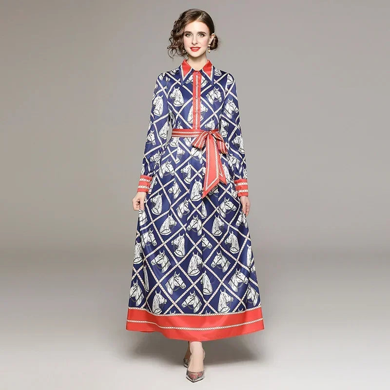Vintage Floral Print Maxi Dress - Elegant A-line for Women's Party & Vacation