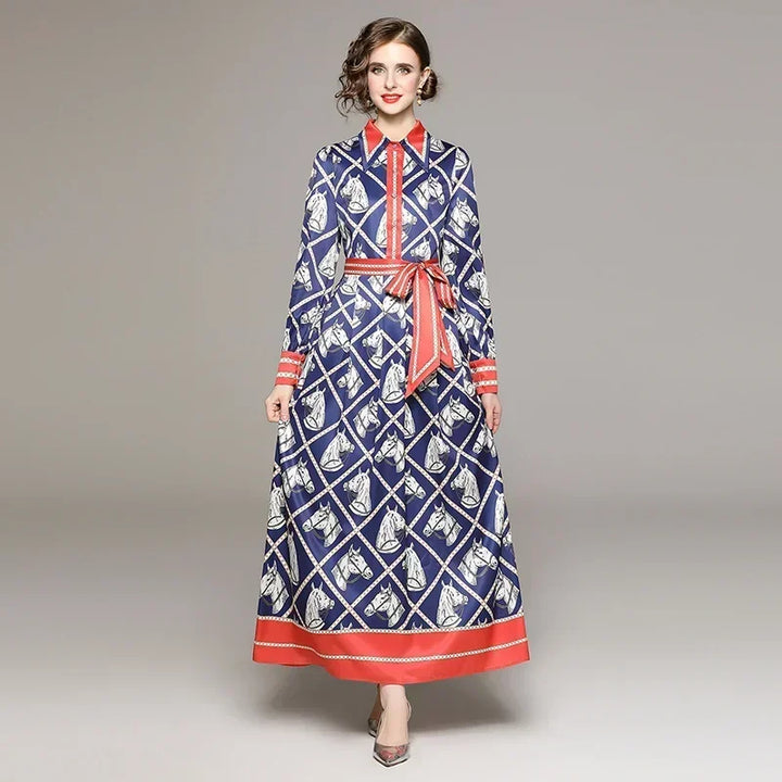 Vintage Floral Print Maxi Dress - Elegant A-line for Women's Party & Vacation