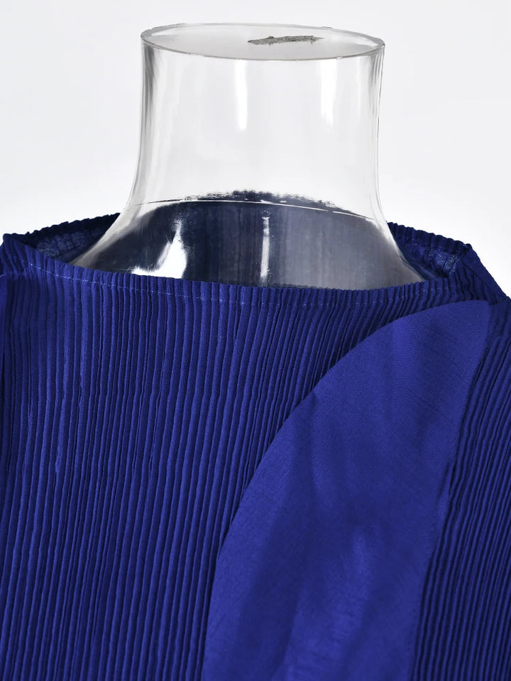 Stylish LANMREM Pleated Dress for Women - Elegant Retro Design, Long Sleeves, 2024 Collection