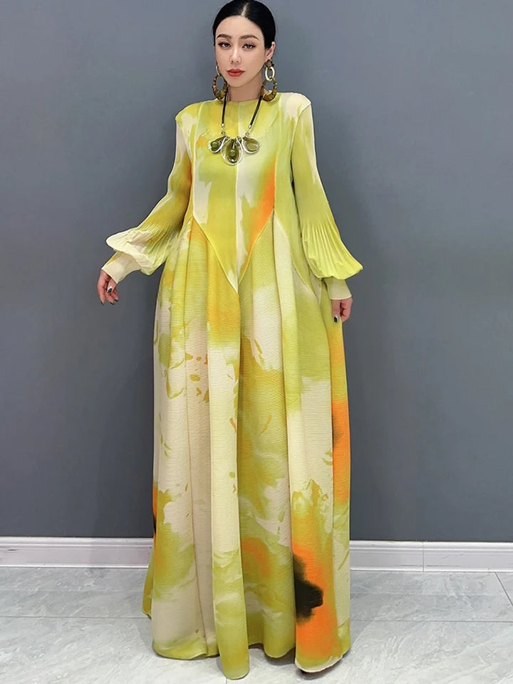 Elegant Printed Chiffon Dress - SHENGPALAE 2024