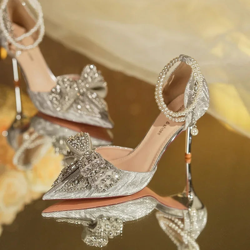 Stunning Rhinestone Butterfly Heels - Perfect for Weddings and Parties!