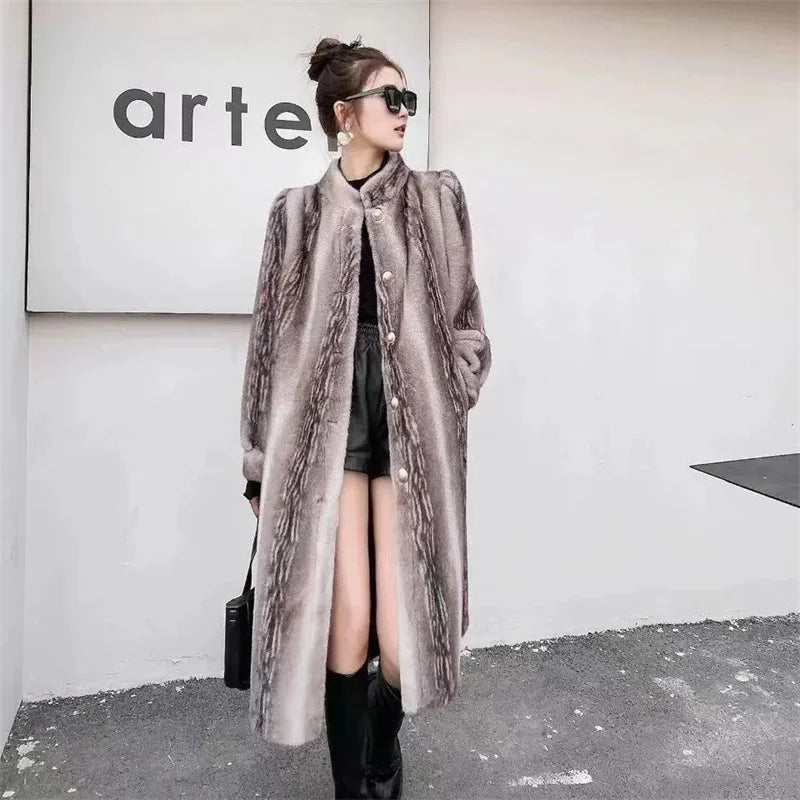 2023 Autumn Winter High-End Coat Women Authentic Temperament Joker Mink Mao Mao Anti-Fur Jacket Luxury Casual Outwear Female Top