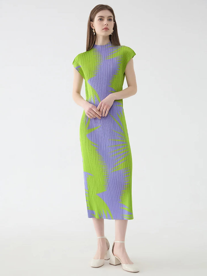 Get Ready for 2024 in Style with Our Elegant Miyake High Collar Dress - Limited Stock!