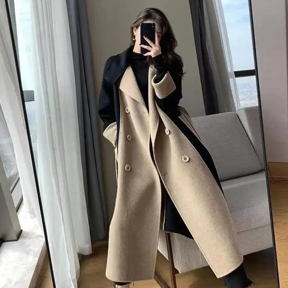 Stylish Lady Coat Double-sided Keep Warm Pockets Anti-wrinkle Lapel Women Winter Coat
