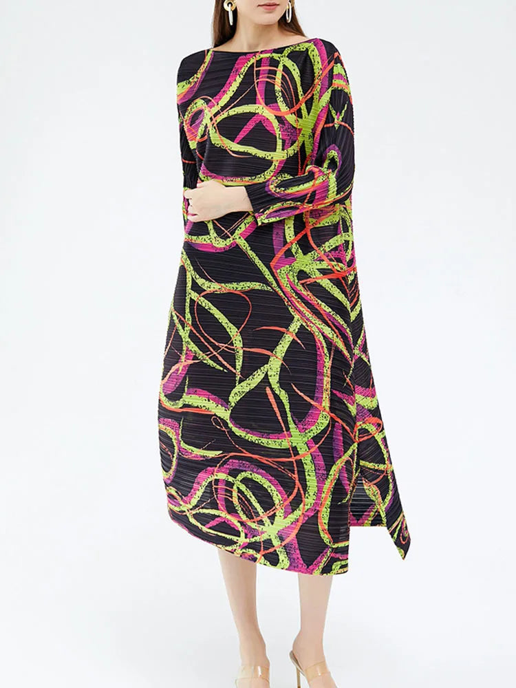 LANMREM Striped Print A-line Dress