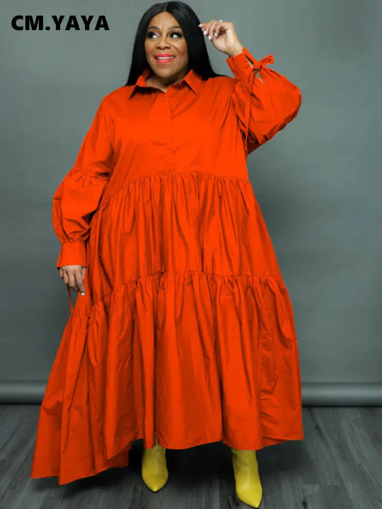 Flaunt Your Curves with CM.YAYA Plus Size Maxi Dress - Perfect for Any Occasion!