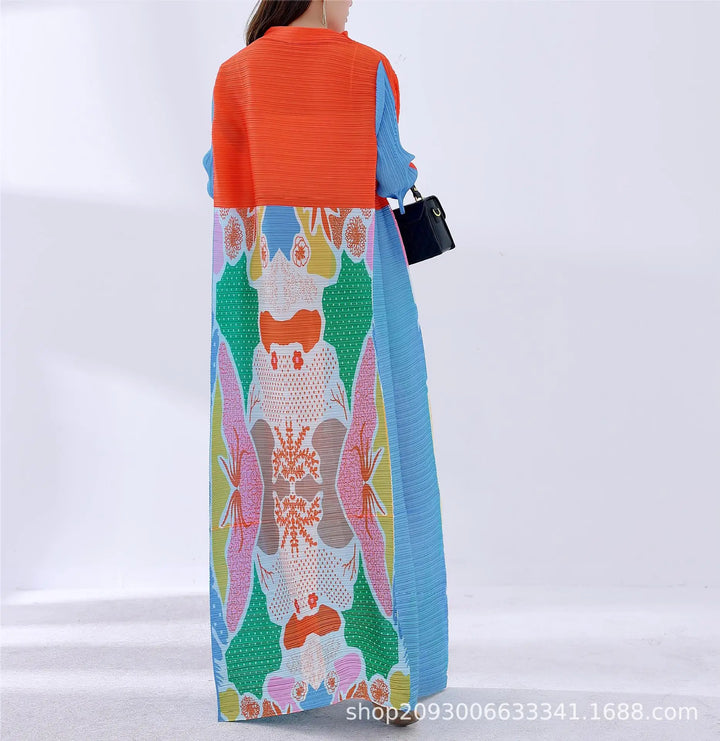 Miyake Patchwork Color Printed Dress 2023