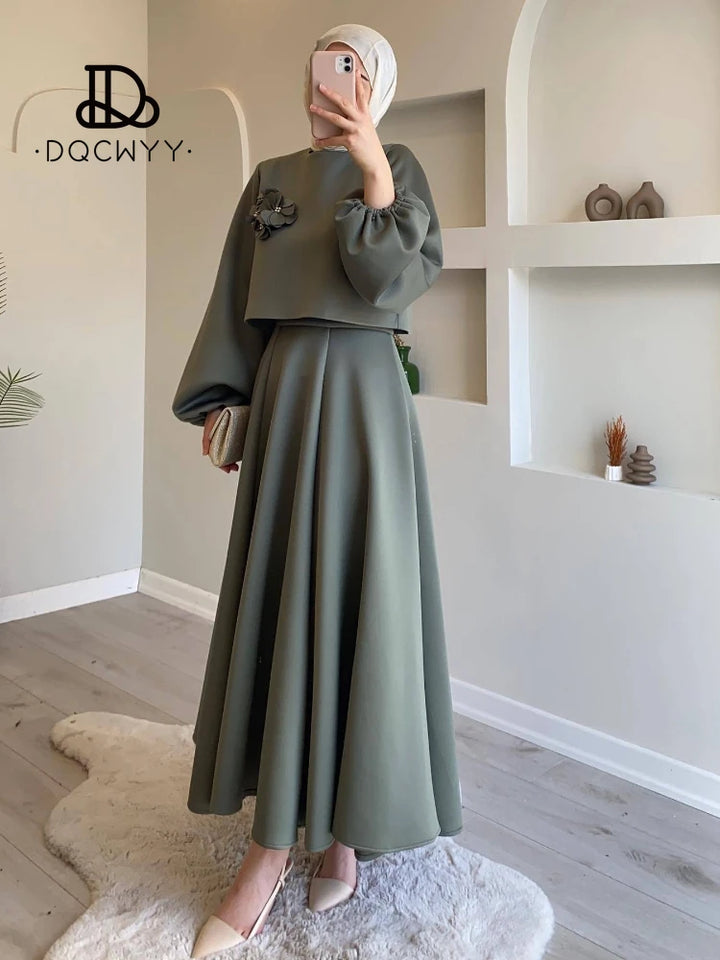 New Fashion Floral Skirts Two-piece Set for Women - Elegant Lady Skirt Sets