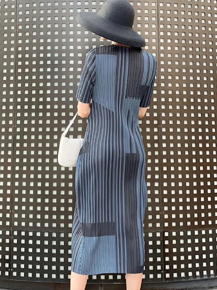 Elegant Striped Bandage Dress | ALSEY Miyake 2024 Summer Collection