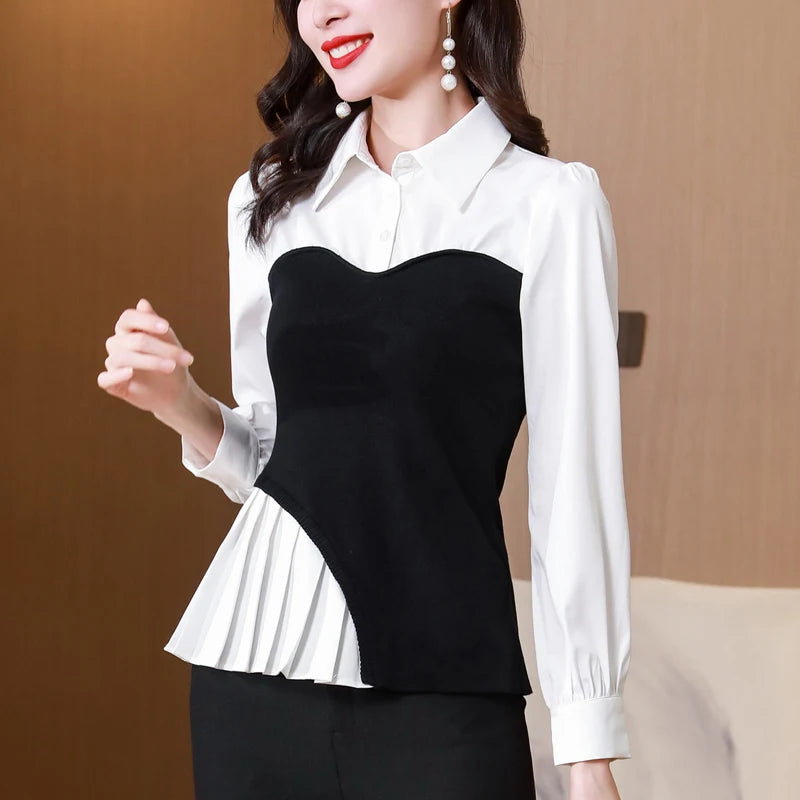 Elegant Office Ladies 2pcs Blouse Set - Slim Fit, Chic Design for 2023 Summer and Autumn