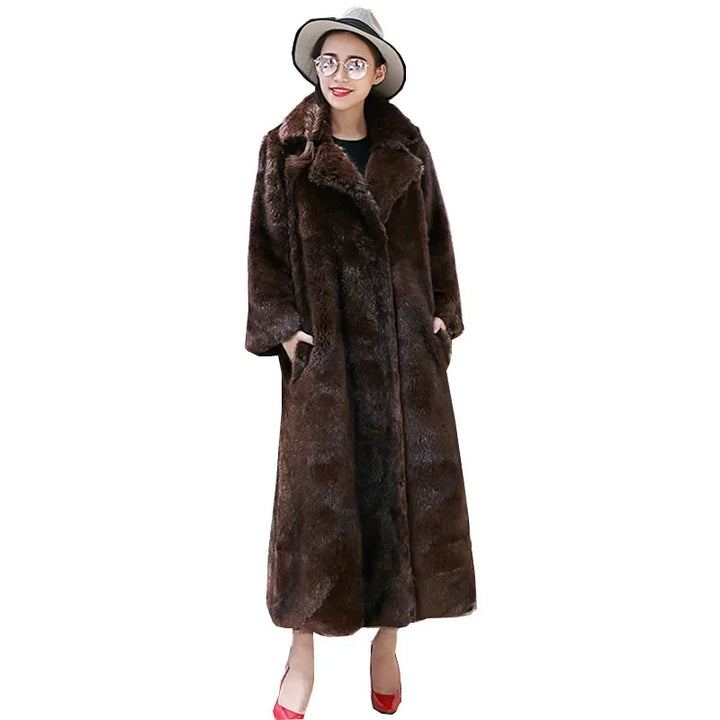 Luxury Long Mink Faux Fur Jacket