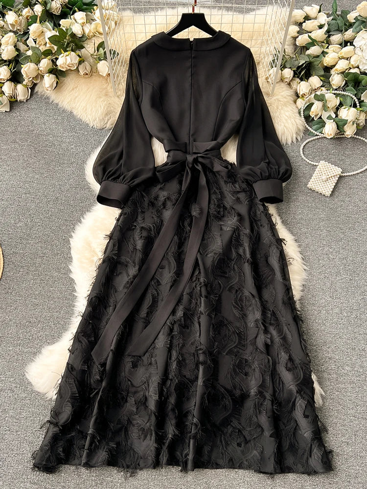 Chic Puff Sleeve Dress: High Waist A-line Vestidos 2024 Collection