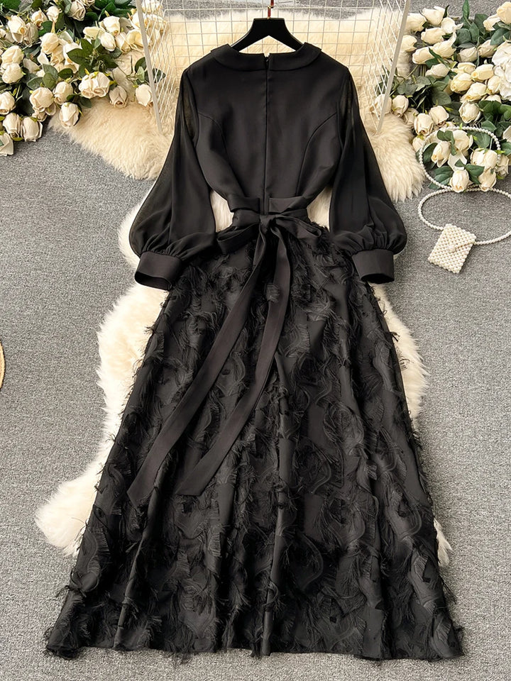 Chic Puff Sleeve Dress: High Waist A-line Vestidos 2024 Collection