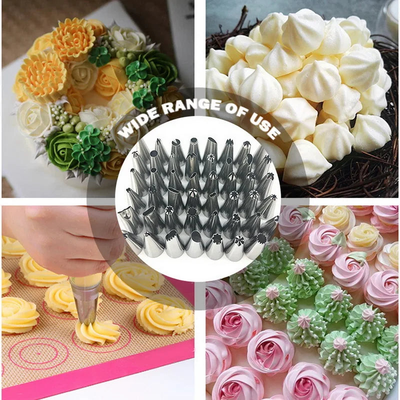 Multifunctional Cake Decorating Tools Silicone Pastry Bag Stainless Steel Cake Mouth Reusable Silicone Bag Tools Pastry Mouth