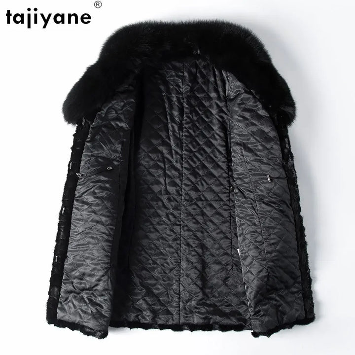 Tajiyane Real Mink Fur Jackets for Women 2023 Autumn Winter Pieces of Mink Fur Patchwork Fur Coat Luxury Fox Fur Collar Casaco