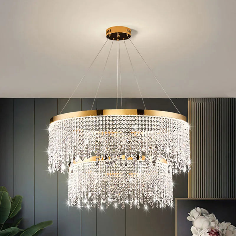 Modern Minimalist Luxury Crystal Chandelier Hotel Lobby Living Room Bedroom Led Indoor  Pendant Lighting Hanging Lamp