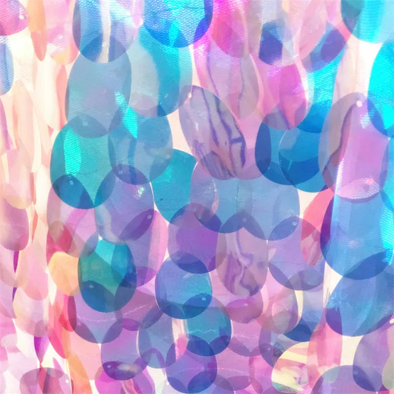 High-End Mermaid Sequin Fabric 40mm Oval Bead Sheet