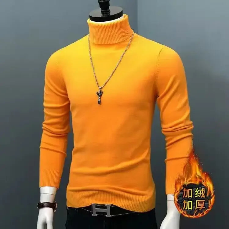 Winter Thick Warm Sweater Men Turtleneck Sweaters Slim Fit  Pullover Men Classic Brand  Casual Male Sweater L05