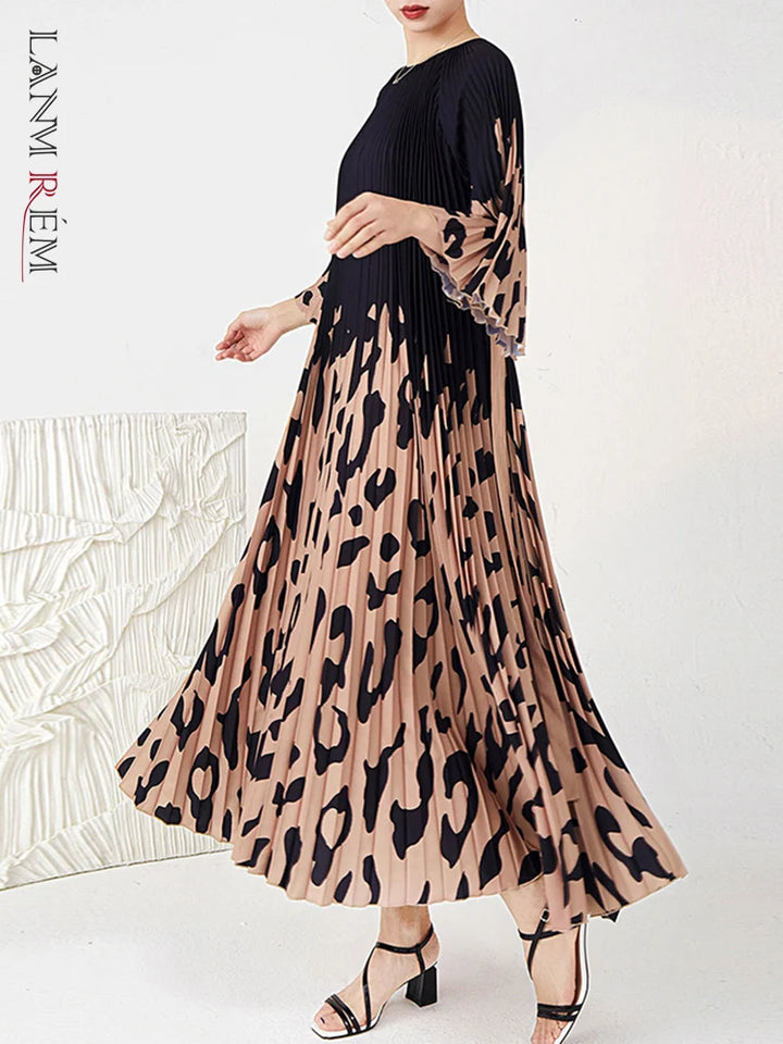 Leopard Print O-neck Dress - 2024 Summer Collection | LANMREM