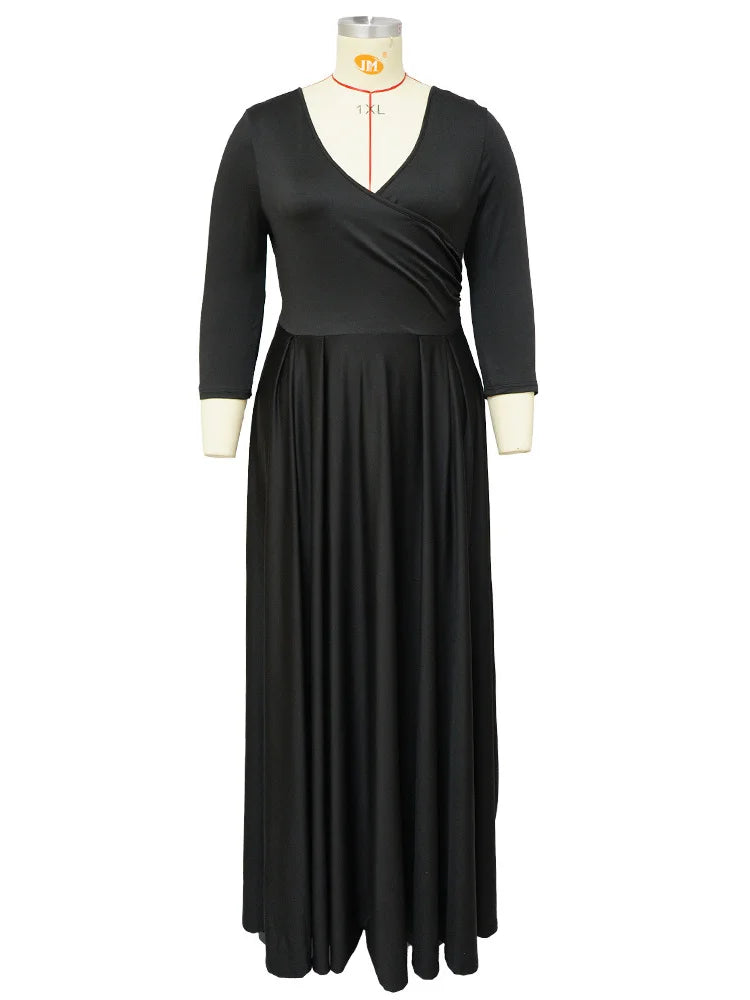 Elegant Plus Size V-Neck Party Maxi Dress