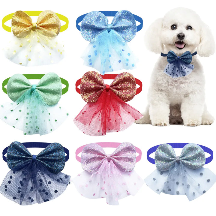 50/100PCS Dog Hair Bows 2022 NEW Flash Skirt Trim Dog Bow Tie Grooming Pet Accessories Free Shipping Items Pet Shop