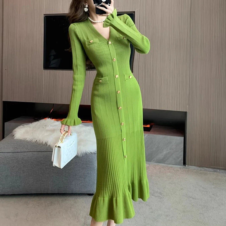 YuooMuoo Elegant Knitted Sweater Dress