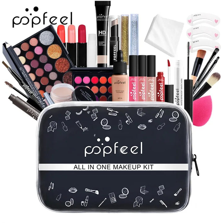 Ultimate All-In-One Makeup Kit for Women - 34pcs Full Set with Eyeshadow, Lipstick, Concealer, Brushes & More!