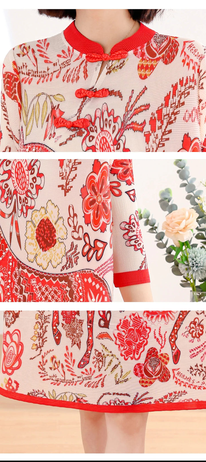 Stylish 2024 Chinese Print Dress - Slimming & Comfortable