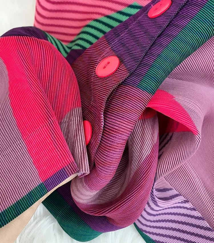 Stylish YUDX Miyake Printed Dress - Perfect for Spring & Autumn!