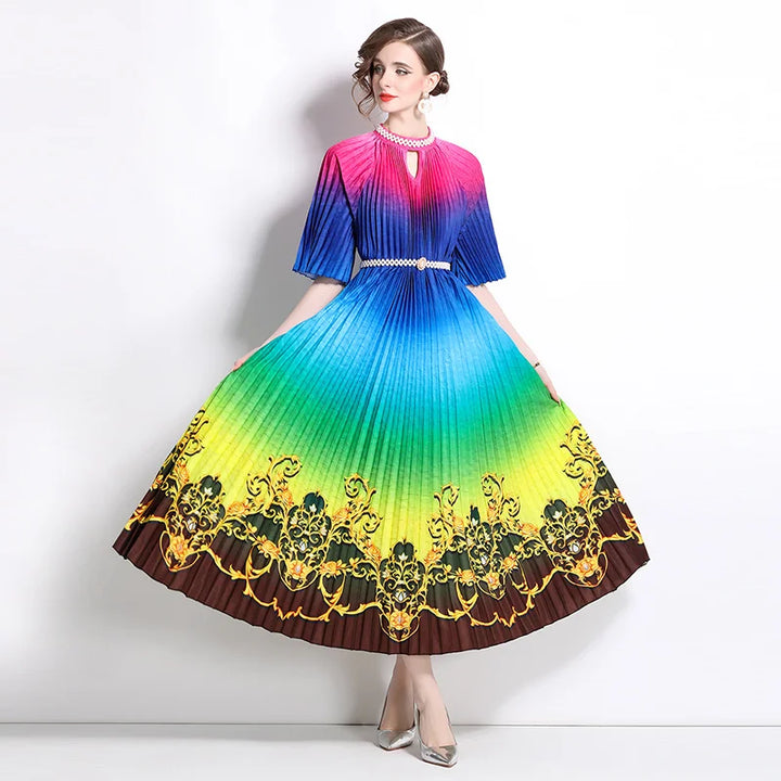 Women's High Quality Summer Miyake Long Dress