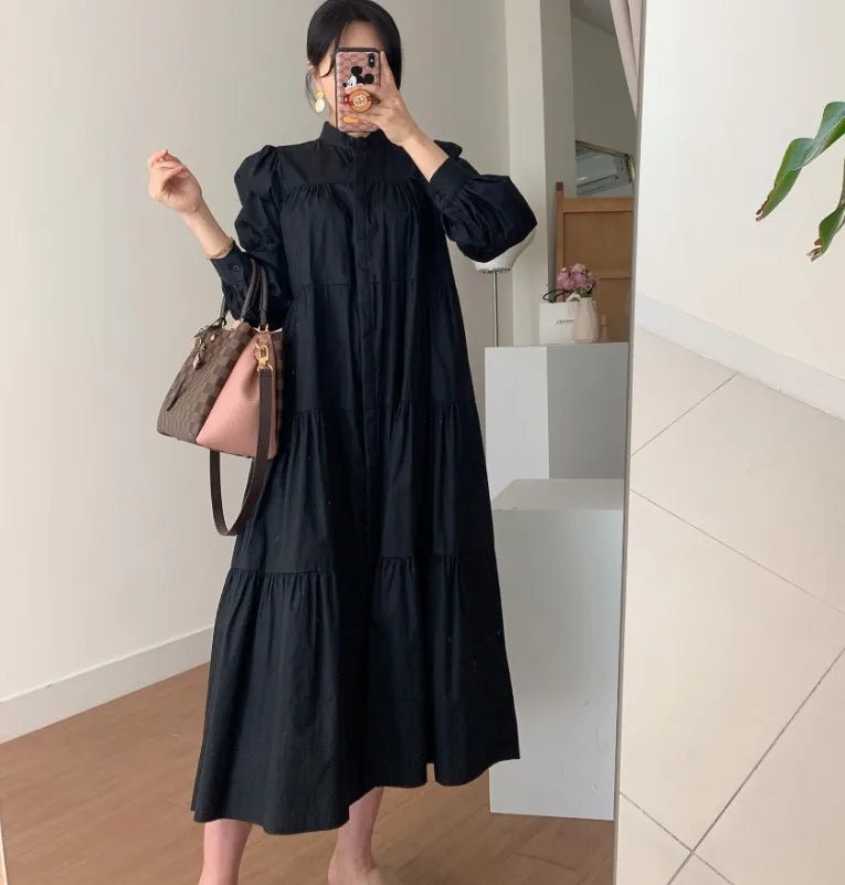 Chic Korean French Pleated Dress