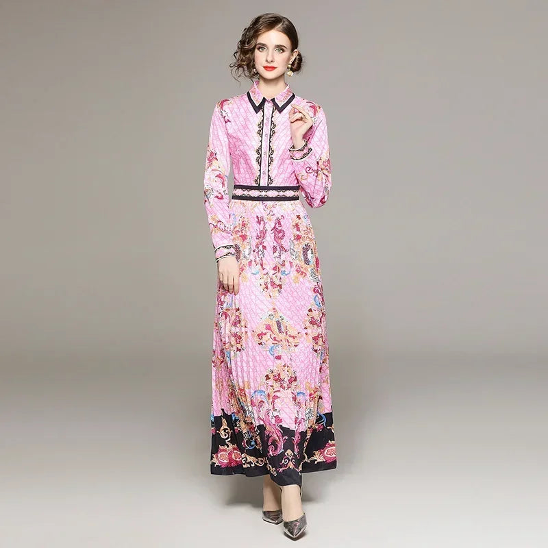 Vintage Floral Print Maxi Dress - Elegant A-line for Women's Party & Vacation