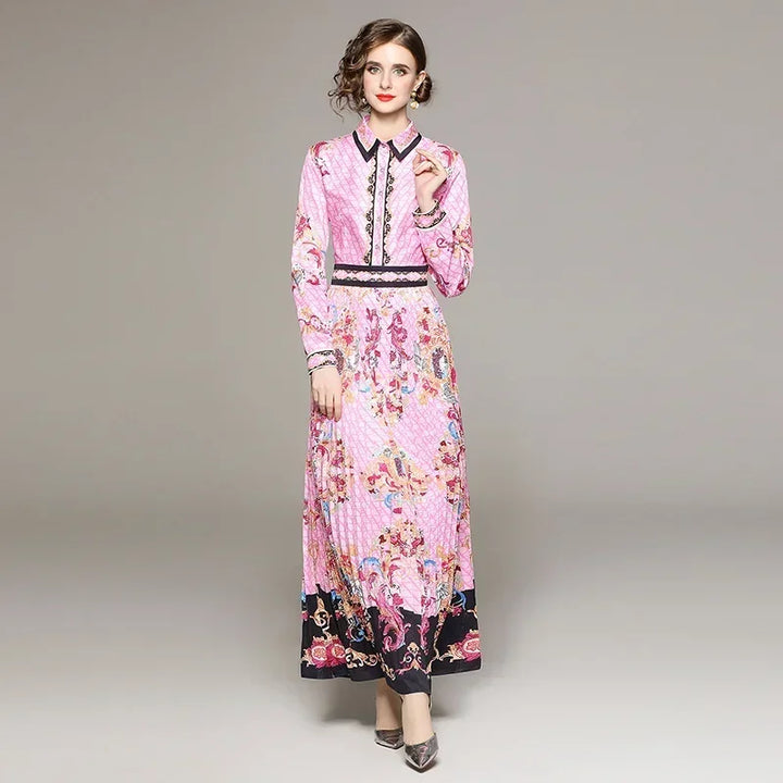 Vintage Floral Print Maxi Dress - Elegant A-line for Women's Party & Vacation