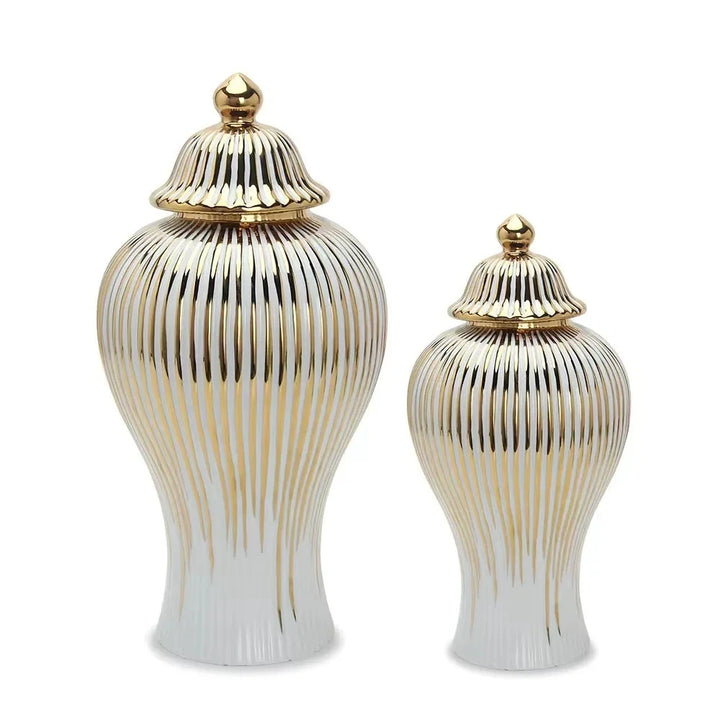 Ceramic Light Electroplated General Cans Flower Vase Crafts Decorative Decorative Storage Tanks with Soft