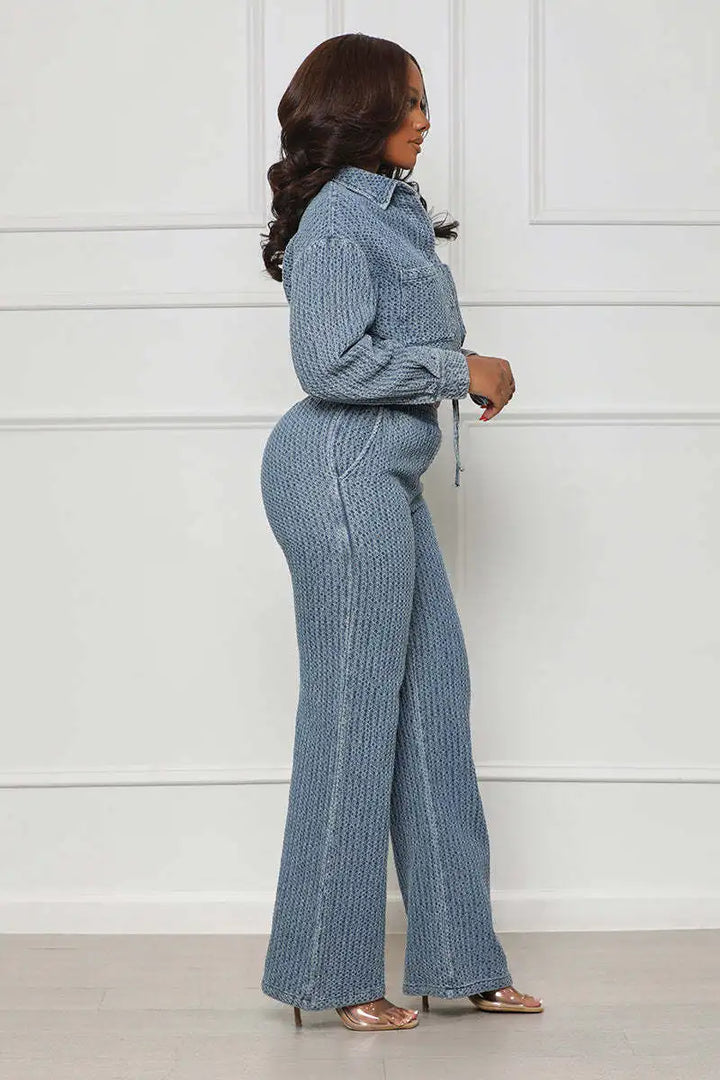 Stylish Denim Outfit Set: Top & Trousers for Sexy Women - High Quality & Fast Shipping!