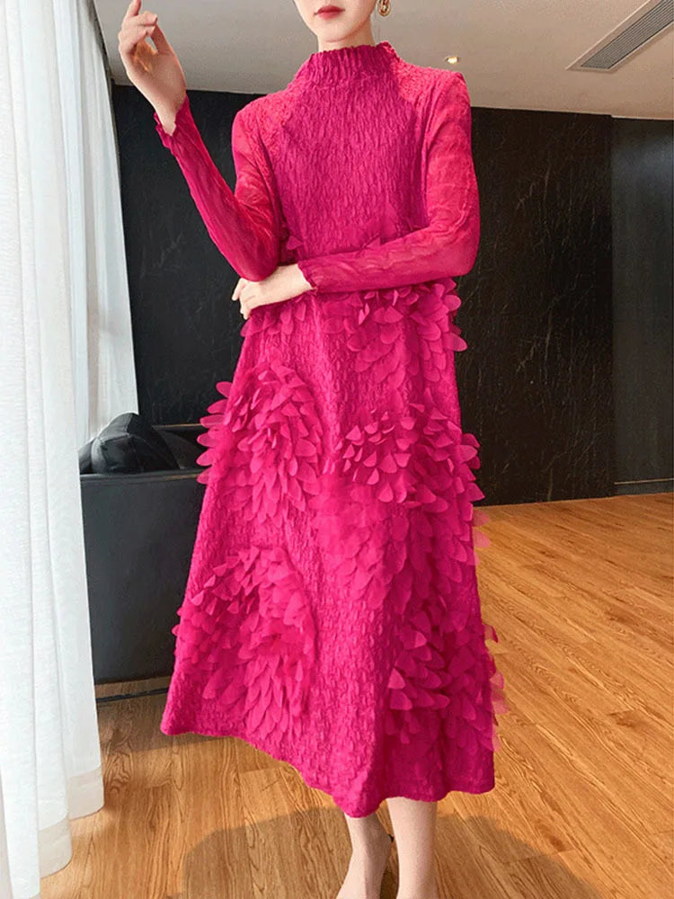 LANMREM Elegant Long Sleeve Turtleneck Dress for Women - Spring 2024 Collection