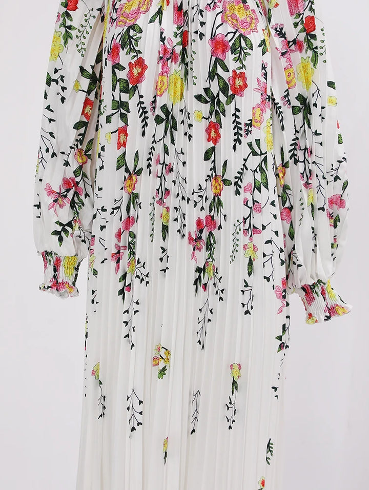 Stunning LANMREM New Print Pleated Dress for Women - Perfect for Elegant Evening Parties!