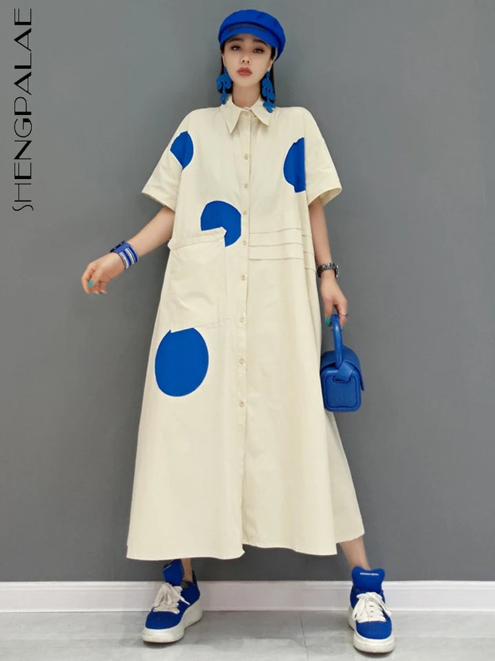 Korean Fashion Dot Printed Dress - Casual Loose Robe for Women - Spring 2024 Collection