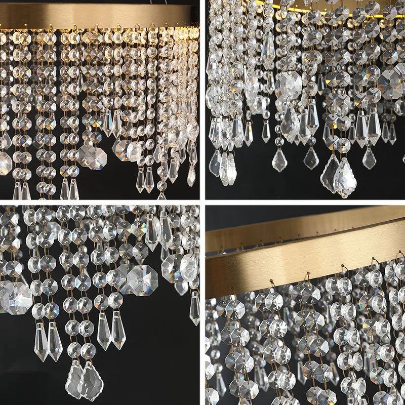 Modern Minimalist Luxury Crystal Chandelier Hotel Lobby Living Room Bedroom Led Indoor  Pendant Lighting Hanging Lamp