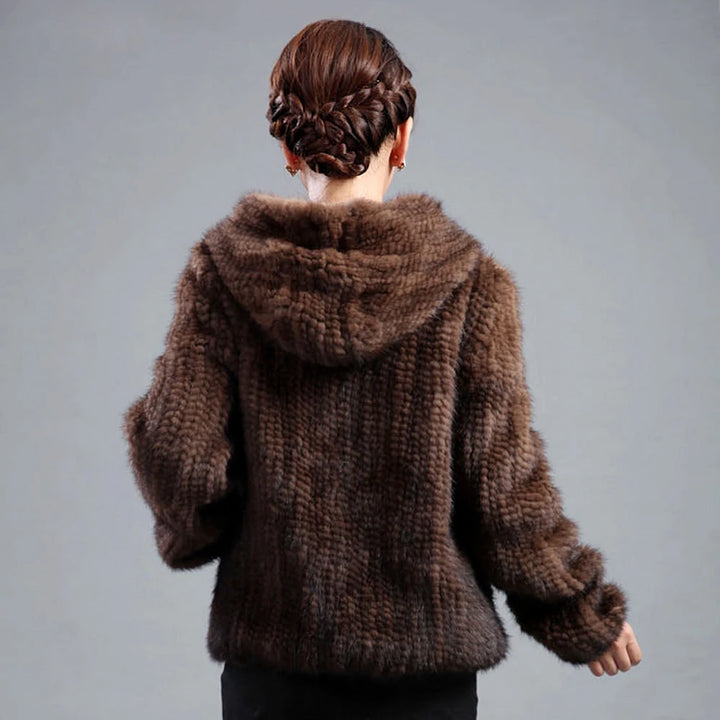 Hand Knitted Women's Natural Mink Fur Coat