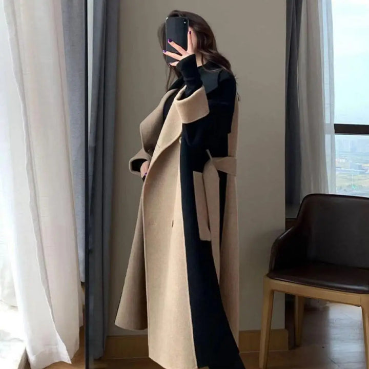 Stylish Lady Coat Double-sided Keep Warm Pockets Anti-wrinkle Lapel Women Winter Coat
